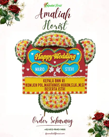 Papan Bunga Pernikahan Tepos